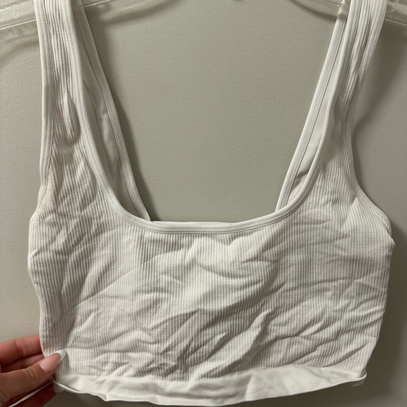 White Ribbed Crop Top - Picture 2 of 6